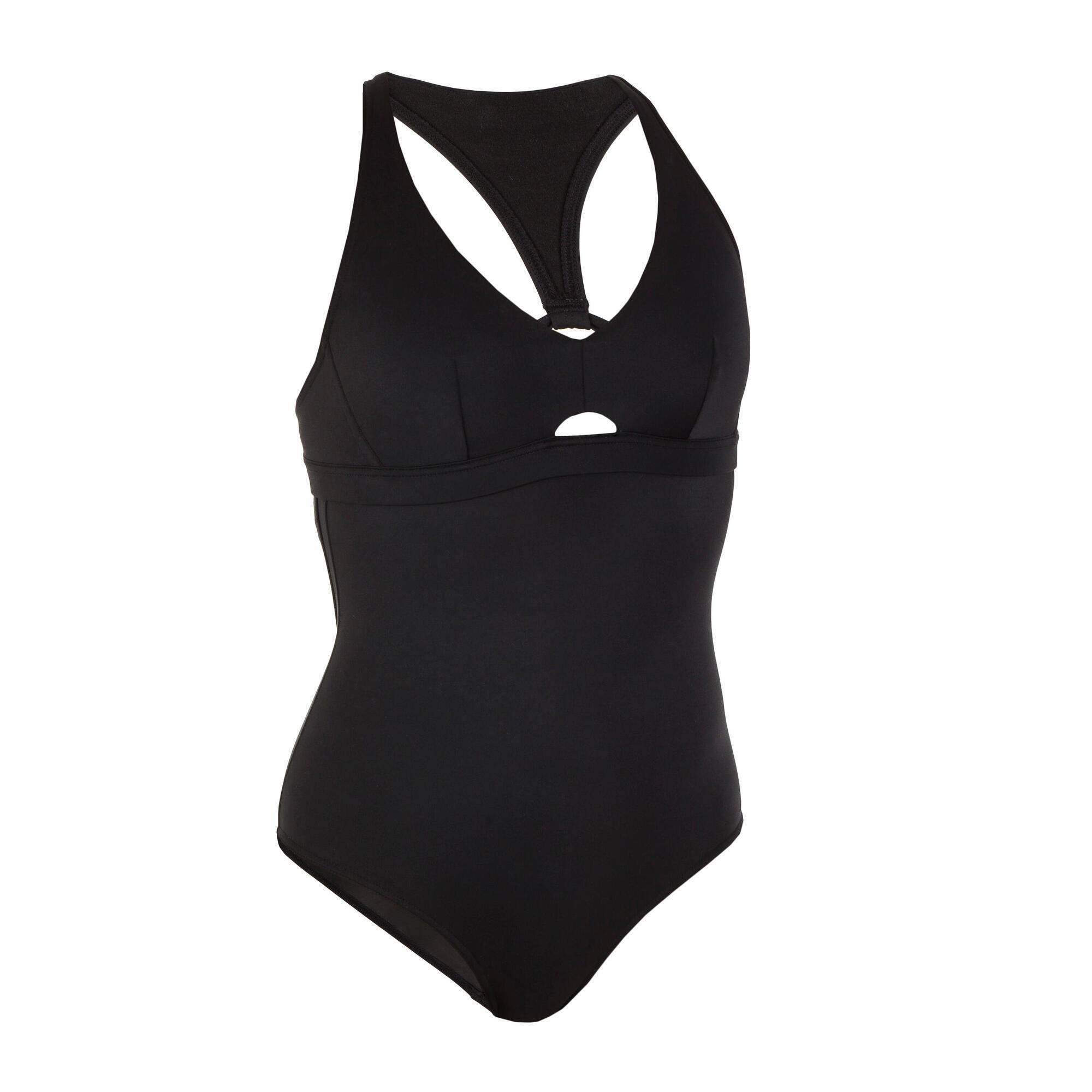 AGATHA BLACK 1-piece surf swimsuit with double back adjustment