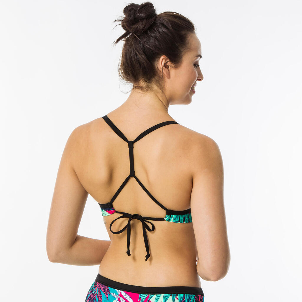 Women's surfing swimsuit bikini top with adjustable back BEA LOVINA BLEUE