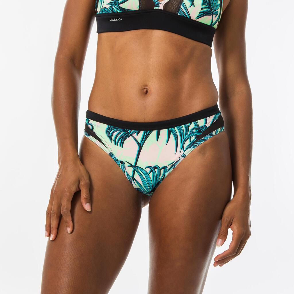 Panty de bikini de surf para mujer Olaian turquesa print