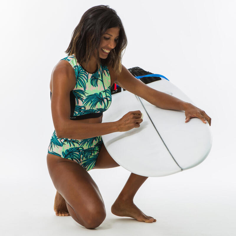 Braguita bikini Mujer surf alta verde tropical