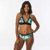 Top bikini Mujer deportivo escote V verde negro tropical
