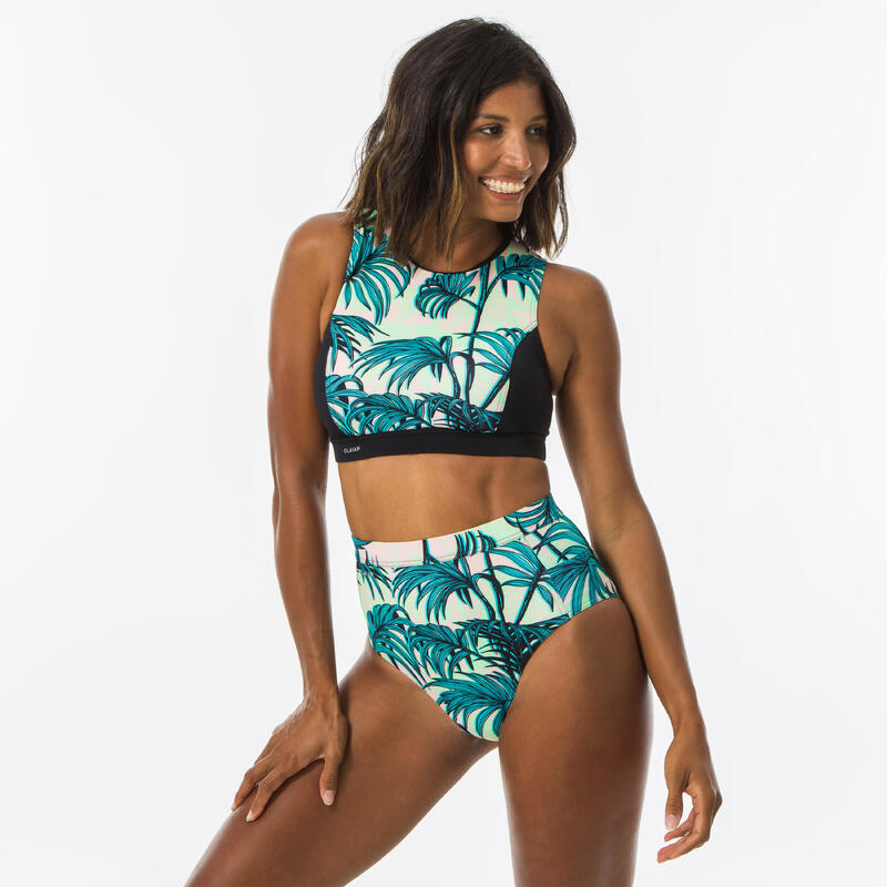 Top Bikini Deportivo Mujer Rellenos Extraíbles Hidrófobos Verde Palmera