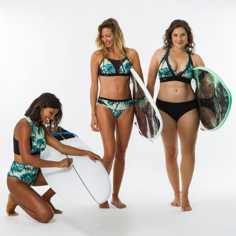 Braguita bikini Mujer surf alta verde tropical