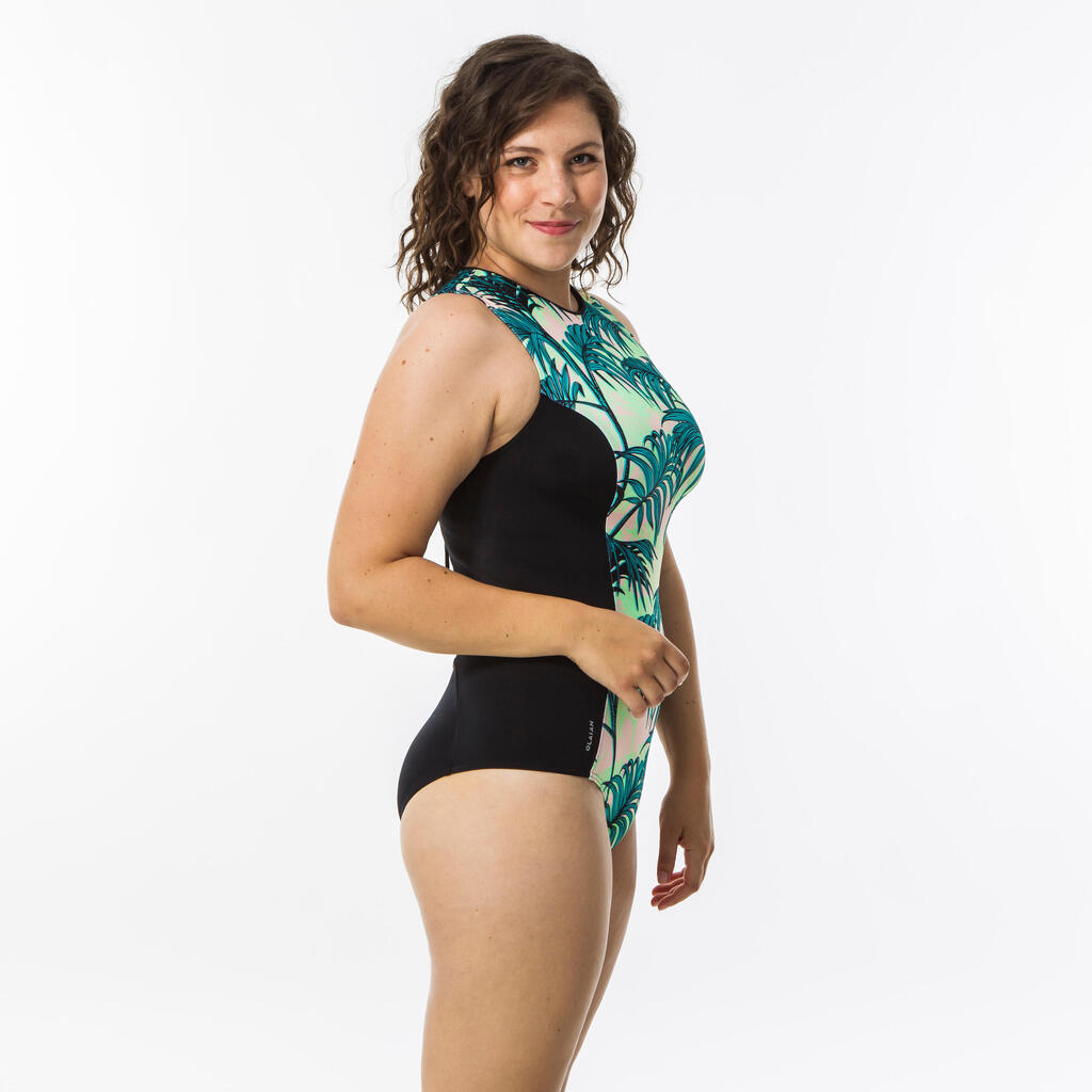 Women’s 1-piece swimsuit CARLA PUNKY GREEN with back zip