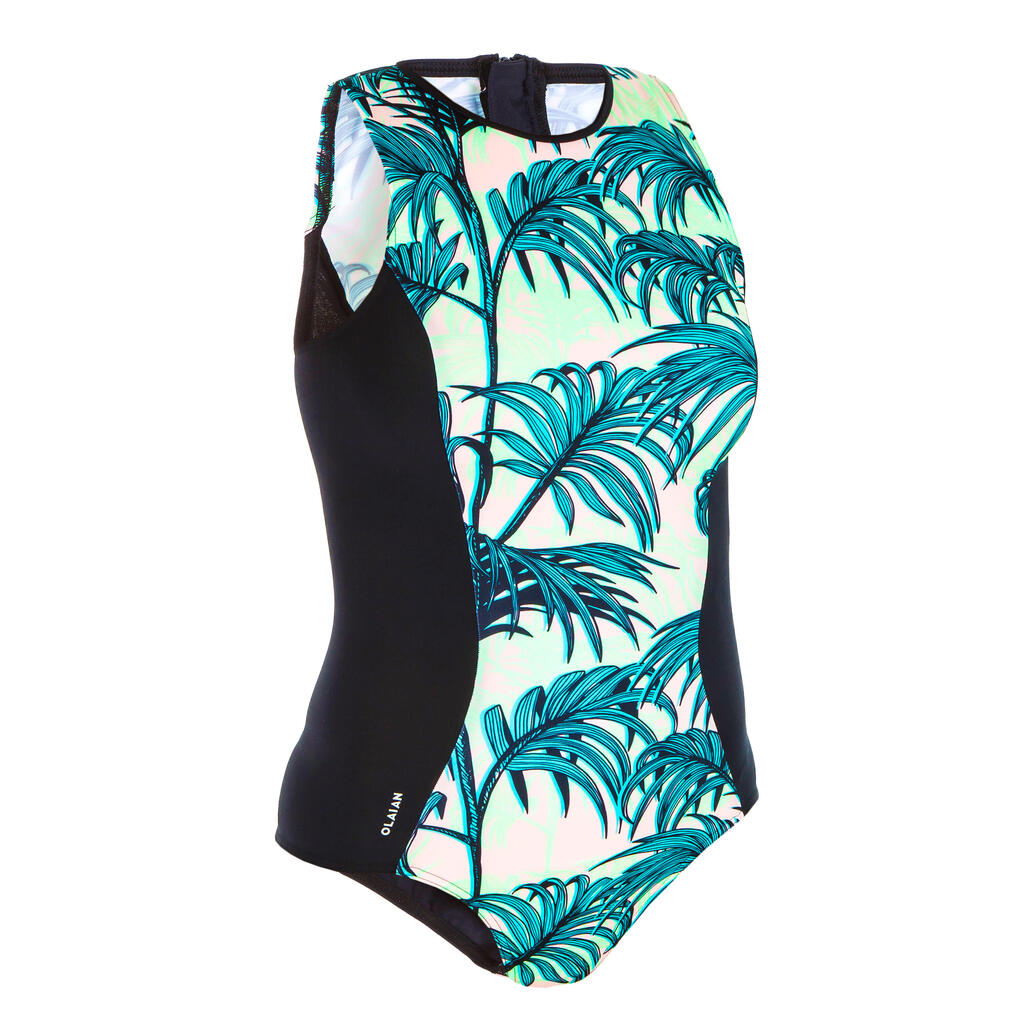 Women’s 1-piece swimsuit CARLA PUNKY GREEN with back zip