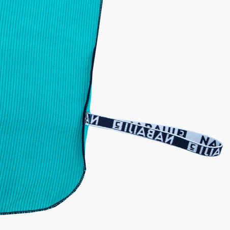 Microfibre Swimming Towel Size L 80 x 130 cm - Striped Blue