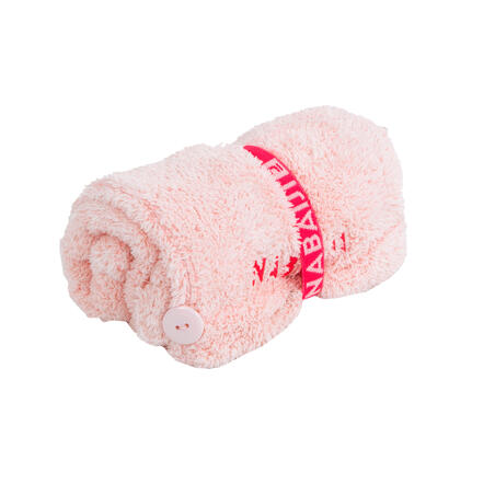Полотенце мягкое из микрофибры для волос светло-розовое