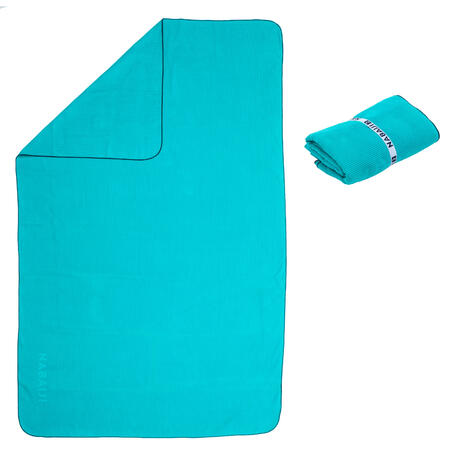 Swimming Microfibre Towel Size L 80 x 130 cm - Striped Blue