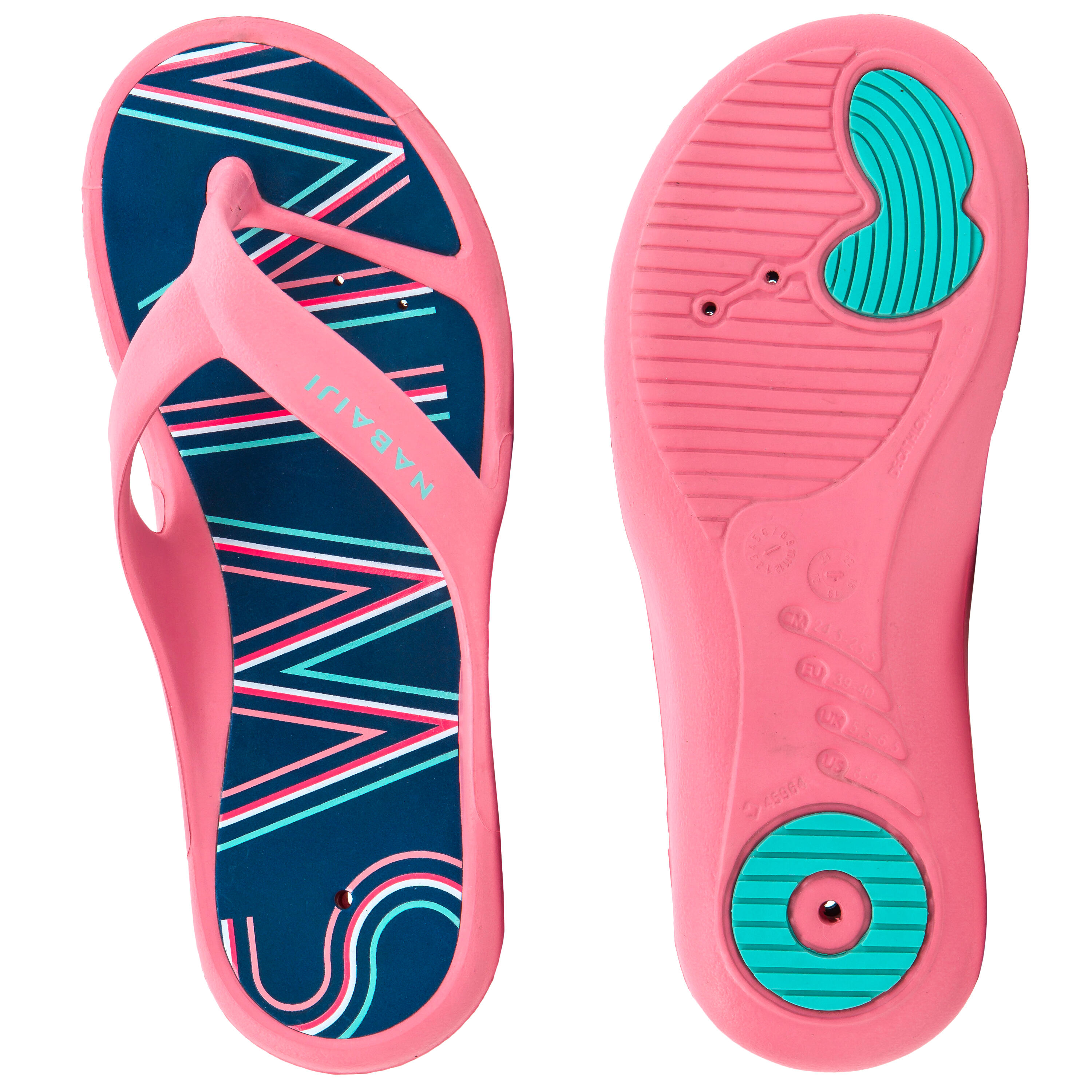 Women's Pool Flip-Flops TONGA 500 SWIM Pink 3/5