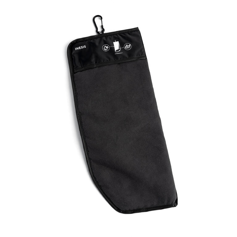 Two-sided golf towel showing both fabric textures