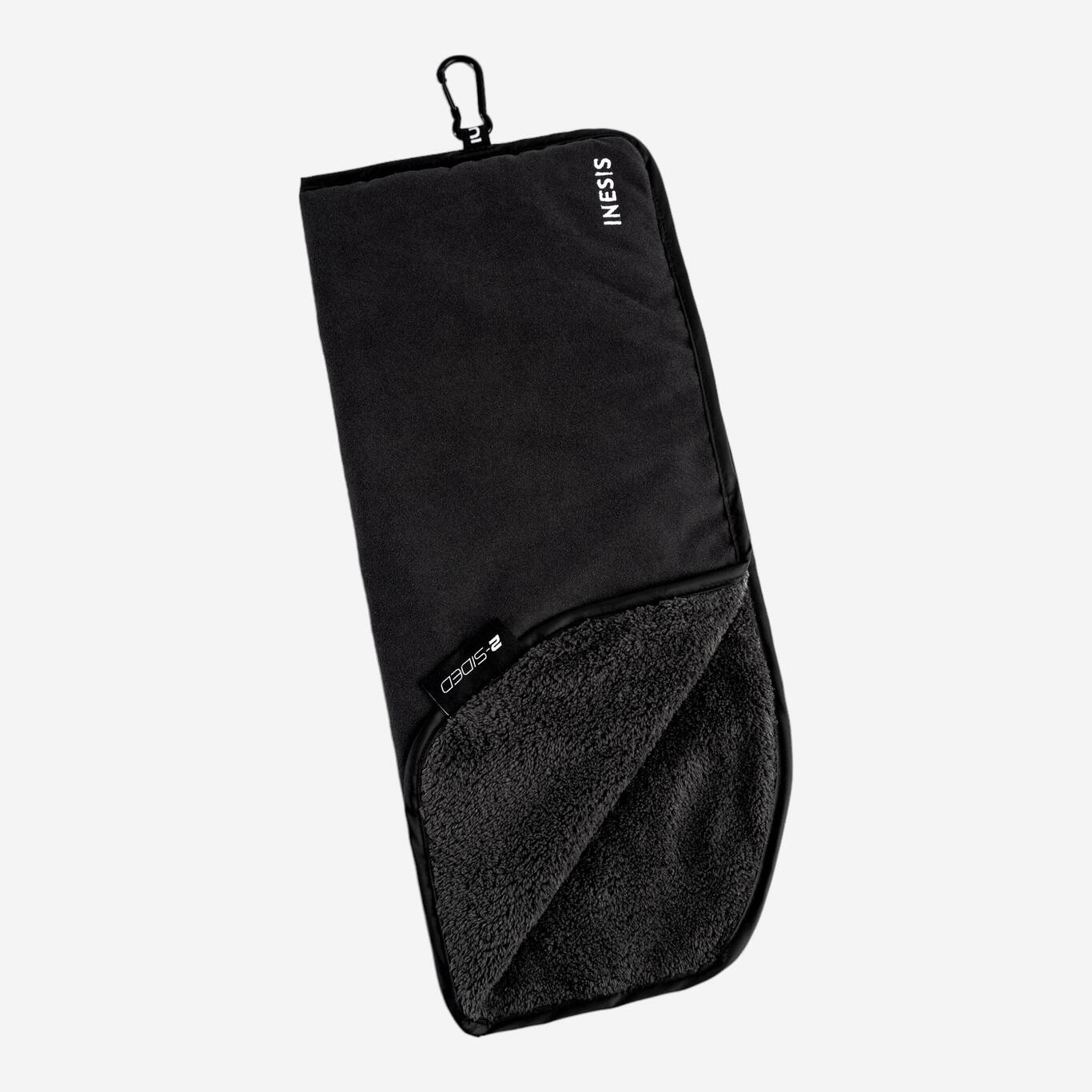 TWO-SIDED GOLF TOWEL - INESIS BLACK/BLACK