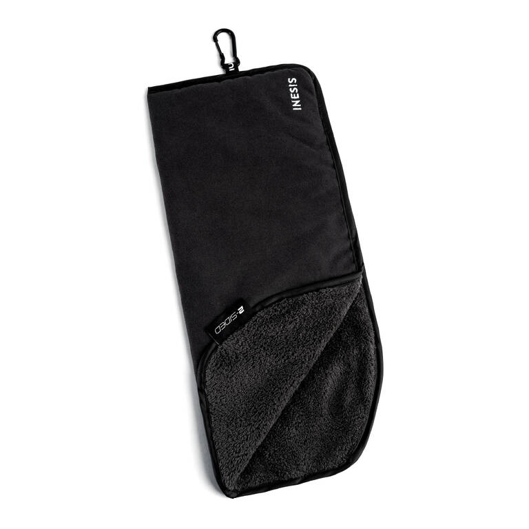 TWO-SIDED GOLF TOWEL - INESIS BLACK/BLACK