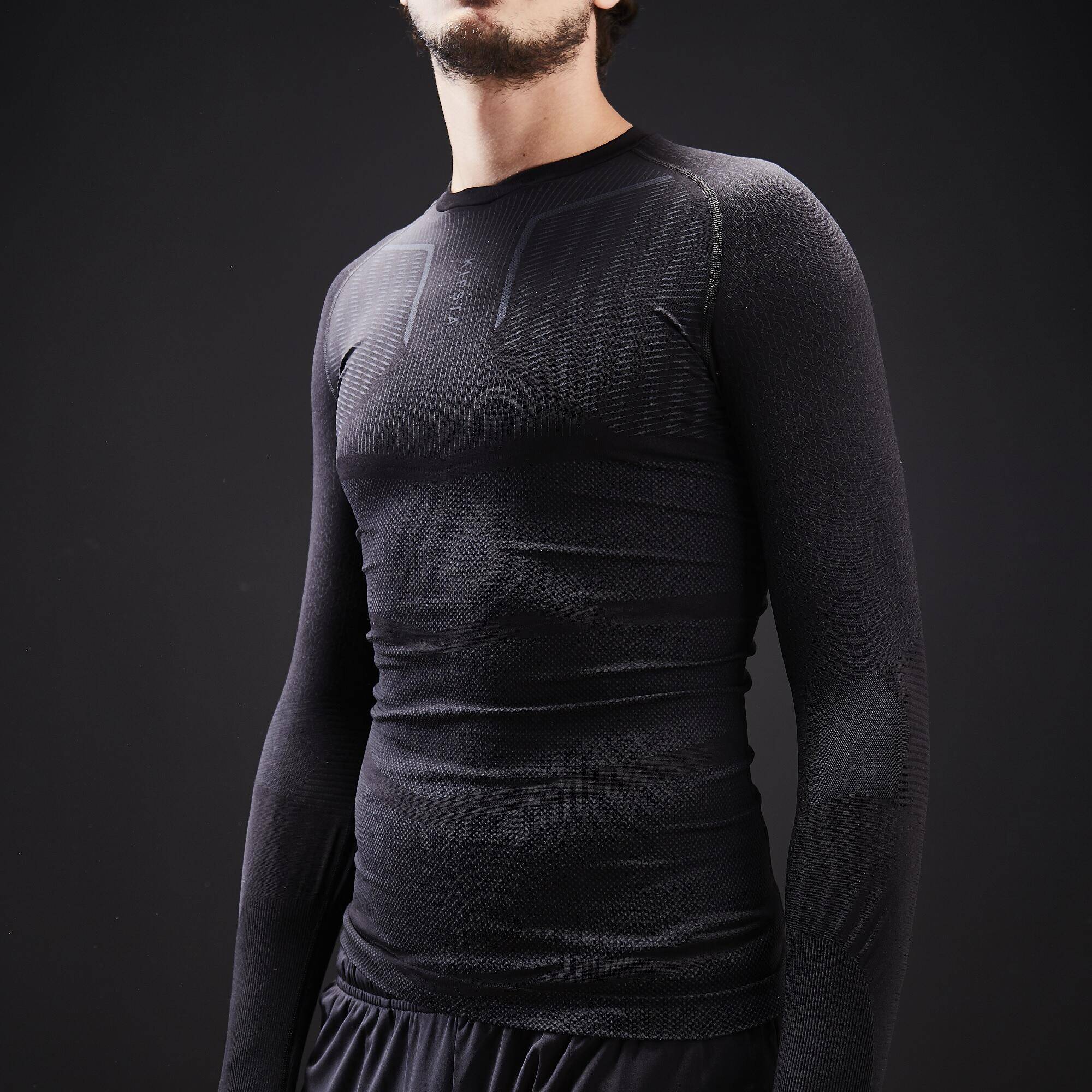 Adult Football Long-Sleeve Compression Base Layer Tight Keepdry 500 Black -  4