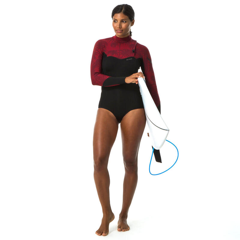 Neopreno corto braguita surf Mujer agua cálida 1,5mm sin cremallera 900 negro