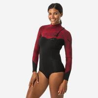 Shorty surf néoprène femme 1.5mm manches longues 900 zip free noir