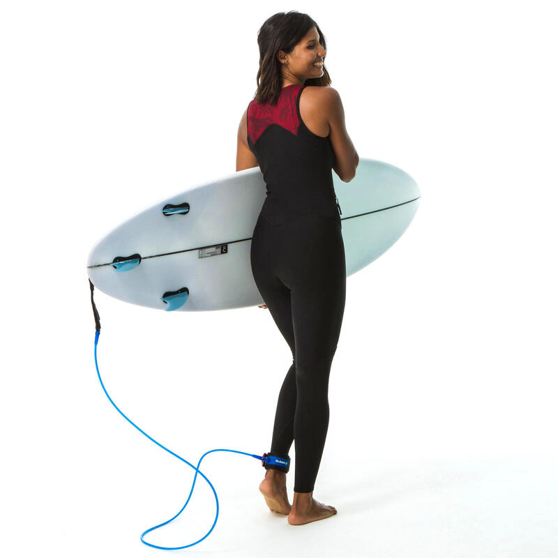 Neopreno surf Mujer agua cálida 1,5mm long jane 900 negro burdeos