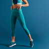 Women Polyester High-Waist Cropped Gym Leggings - Green