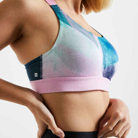 Women's Cardio Fitness Sports Bra 900 - Pink Print