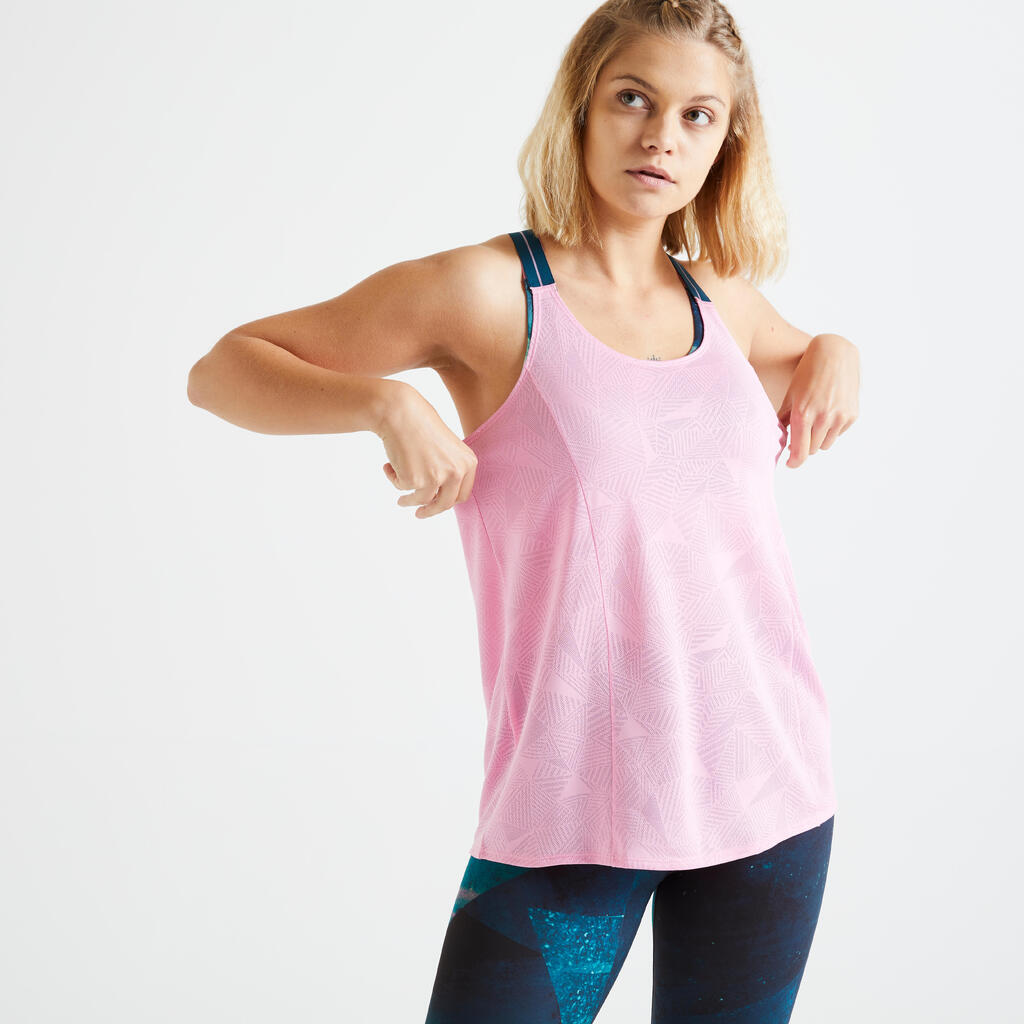 Thin Straps Fitness Tank Top - Pink