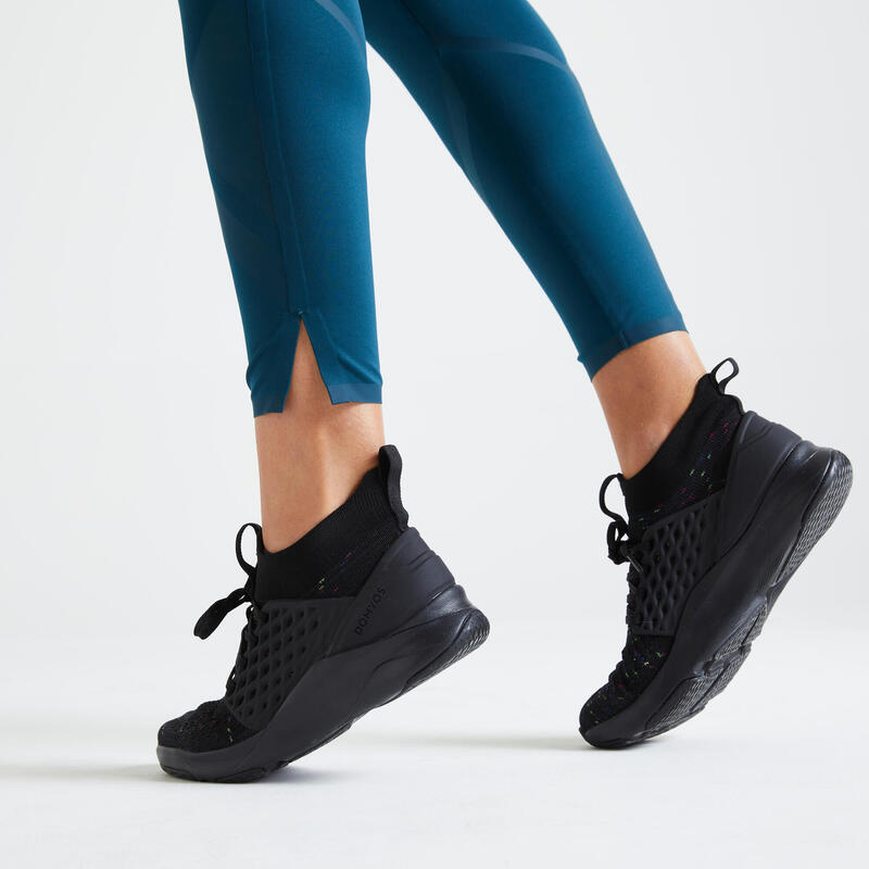 Dámské fitness legíny 920 zeštíhlující s vysokým pasem modré