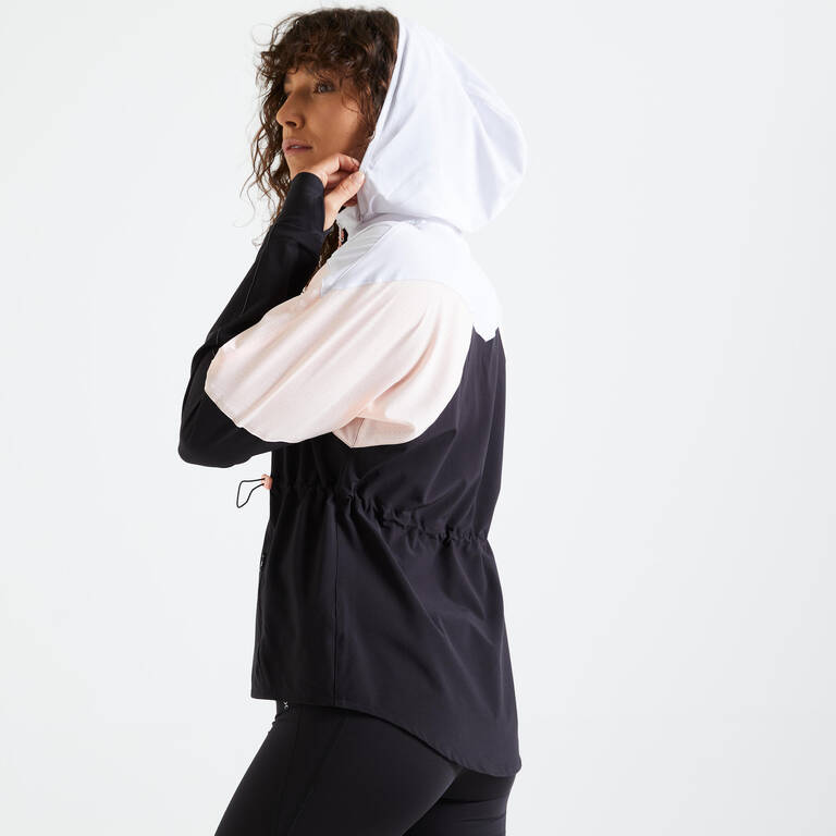 Jaket Olahraga Kardio Kebugaran Wanita 500 - Hitam/Putih