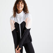 Women Polyester Loose-Fit Trendy Hooded Gym Jacket - Color Block