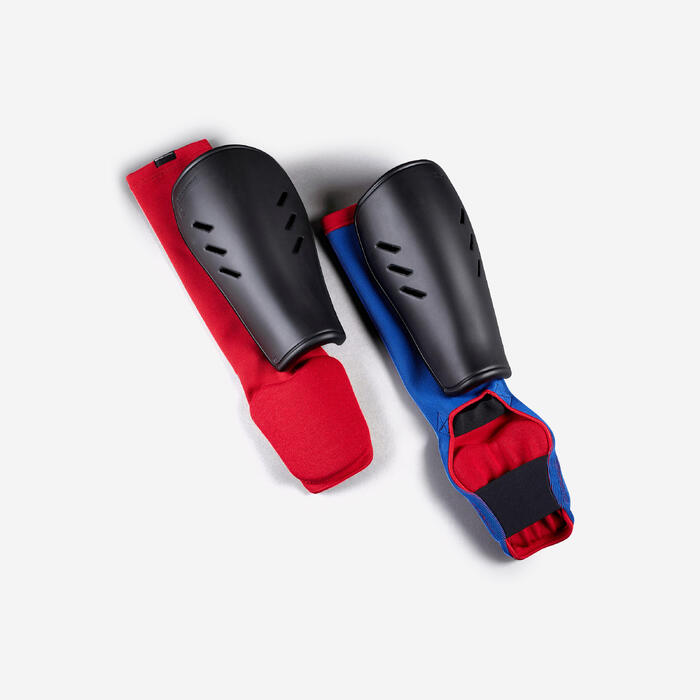 PROTÈGETIBIAPIED CHAUSSETTE ENFANT 900 RÉVERSIBLE (bleu ou rouge