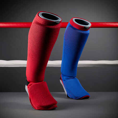 Adult Reversible Slip-on Shin-Foot Guard 900 - Blue or Red