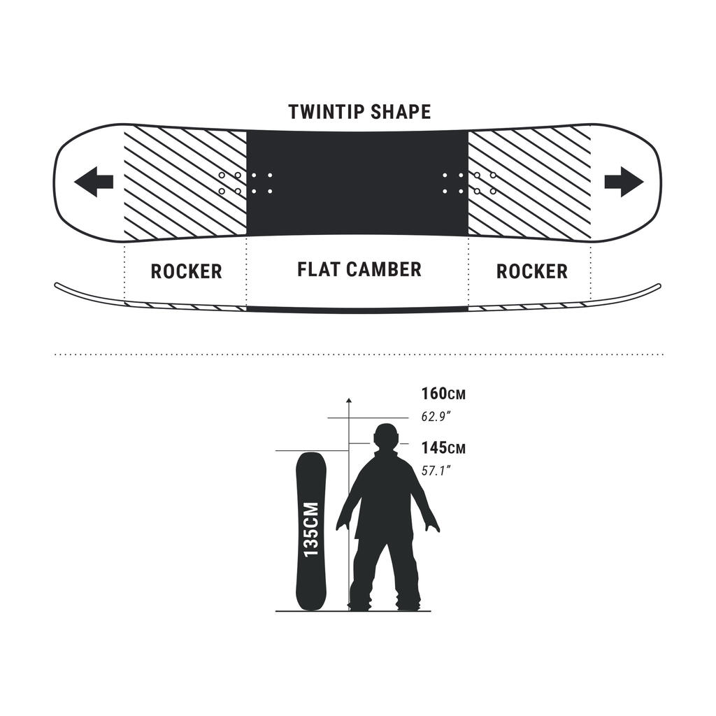 Laste vabasõidu lumelaud „Endzone“,  135 cm