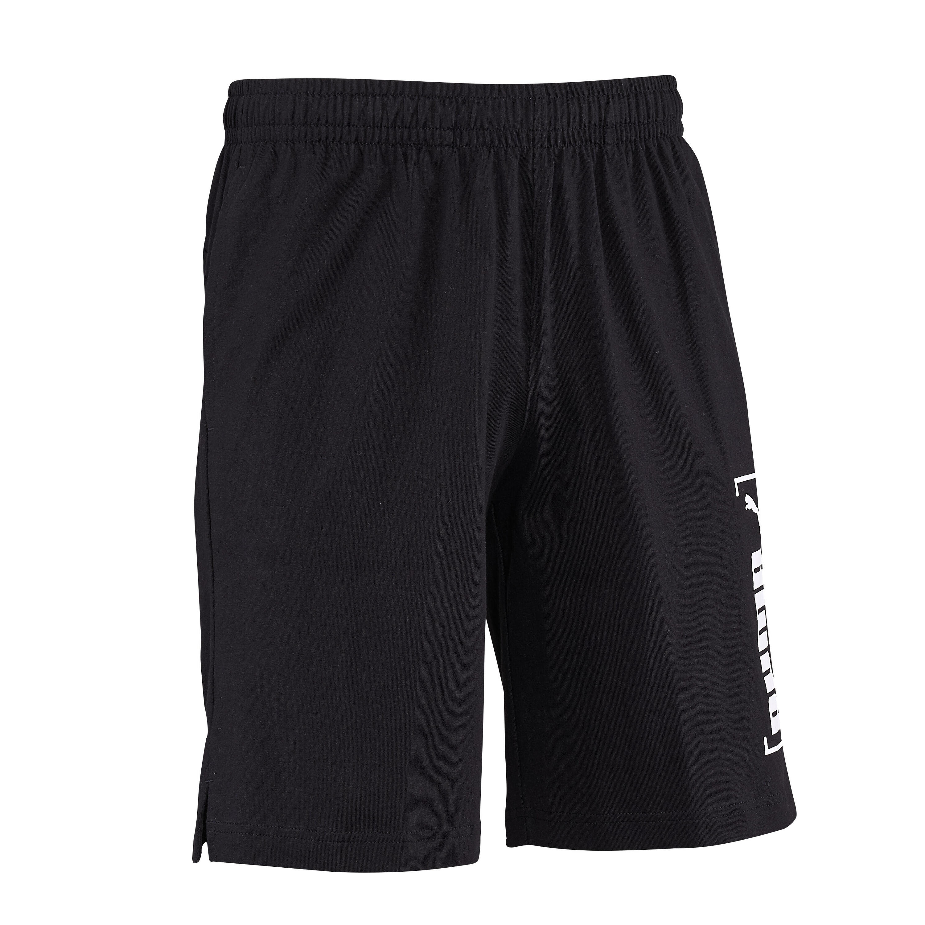 Short Fitness homme coton droit avec poche -  Noir 6/9