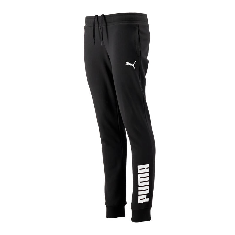 Pantalon jogging fitness femme coton majoritaire coupe droite - Logo noir