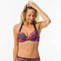 Women's push-up swimsuit top with fixed padded cups ELENA PRESANA - PINK