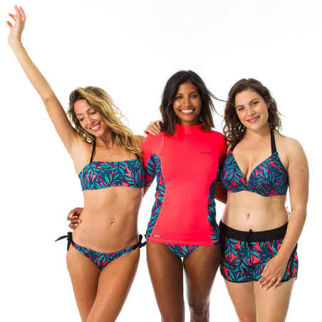 Bikini-Oberteil Damen Bandeau herausnehmbare Formschalen Laura Waku petrol/rosa