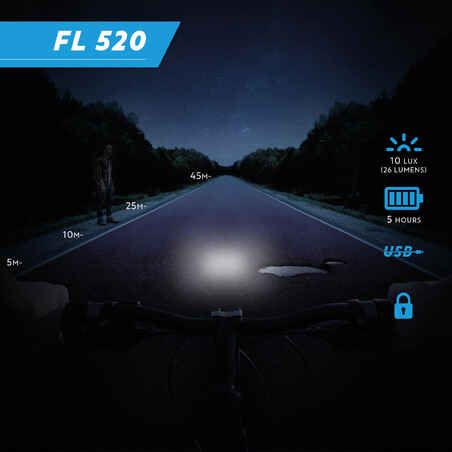Front LED Lock USB Bike Light FL 520 28 Lumens