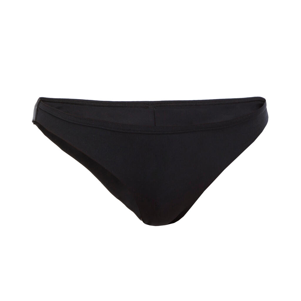 Bikini-Hose Damen Tanga Lulu hoher Beinausschnitt schwarz 