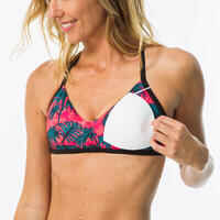 Bikini-Oberteil Damen Bustier herausnehmbare Formschalen Caro Presana rosa/grün