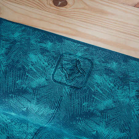 Yogamatte Komfort 8 mm blau mit Dschungelmuster