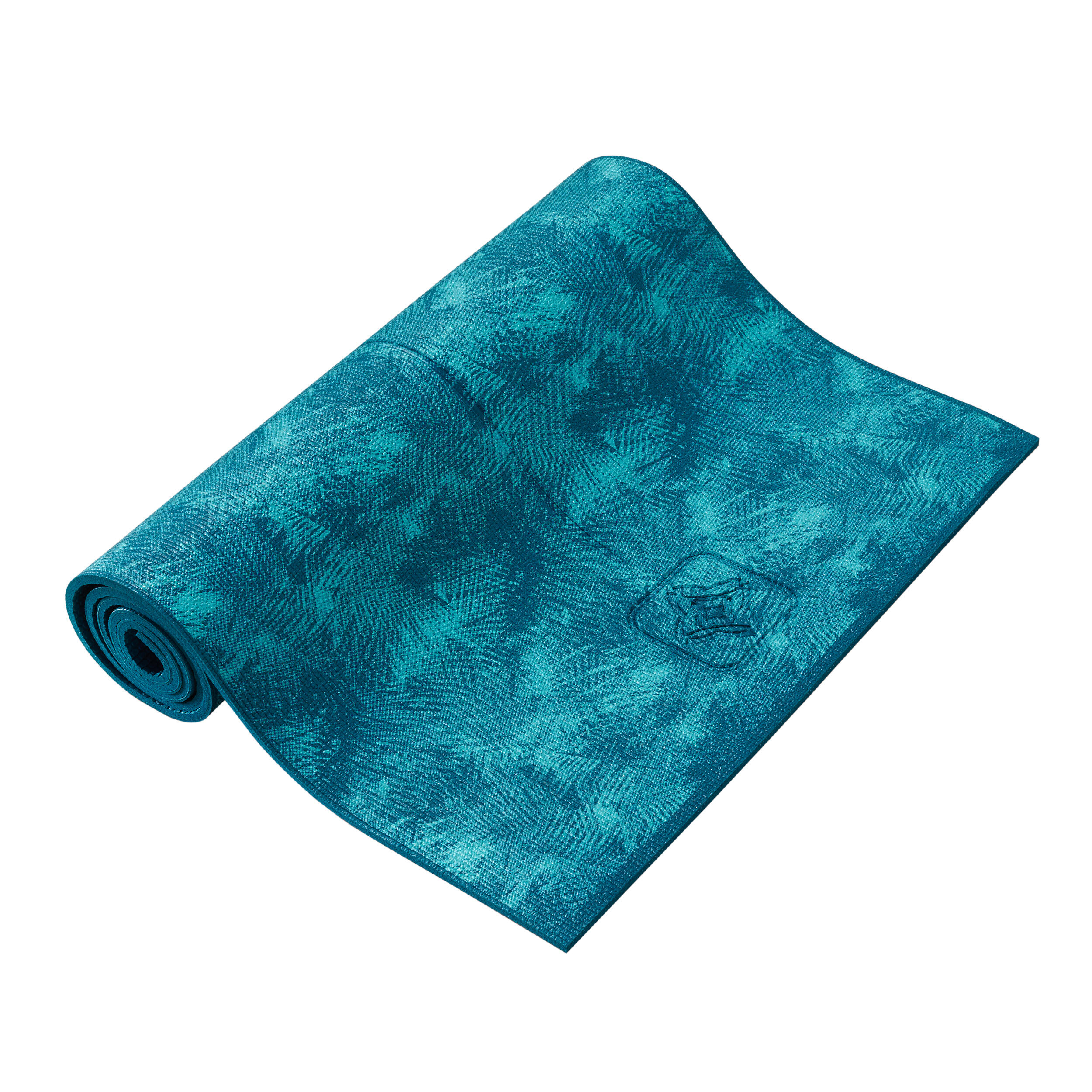 Yoga Mat, 8 mm thick, 173 x 61 cm, with Strap, Foam - Jungle Blue, For Soft  Yoga