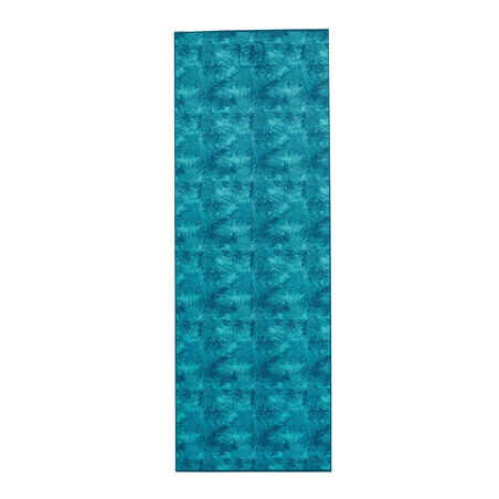Yogamatte Komfort 8 mm blau mit Dschungelmuster