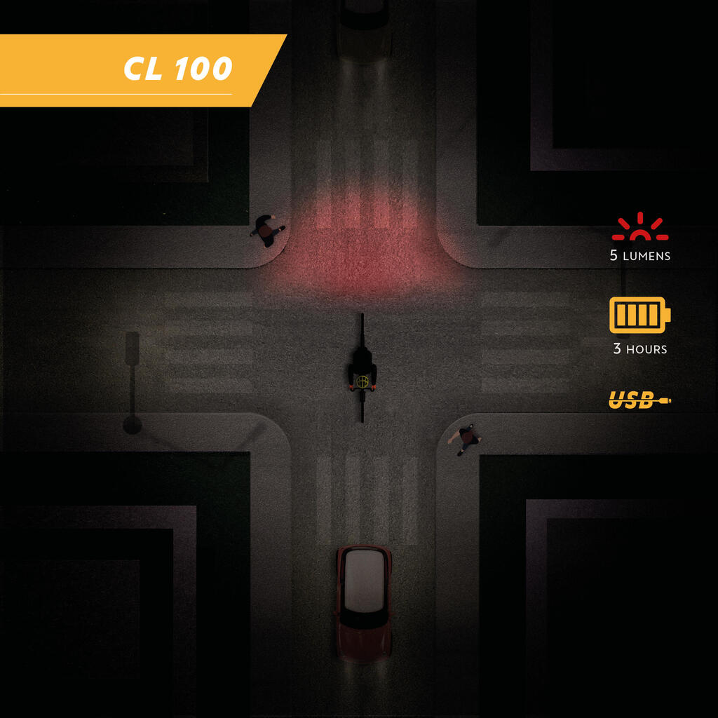 ECLAIRAGE  VELO LED CL 100 ARRIÈRE ROUGE USB.