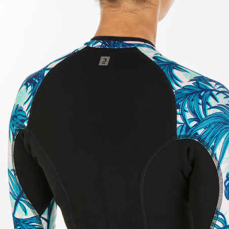 Girls’ Surfing Long-sleeve Neoprene shorty suit 900 1.5 mm - Black