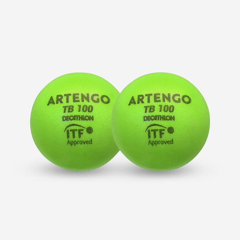 9cm Foam Tennis Ball TB100 Twin-Pack - Green