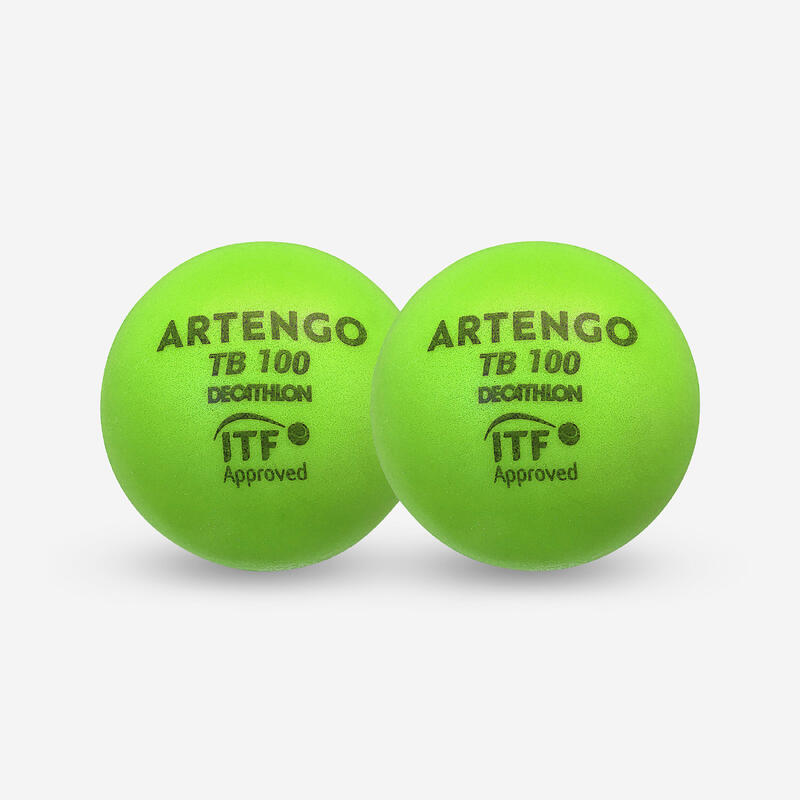 Teniszlabda TB100 2 db, 9 cm, szivacs, zöld 