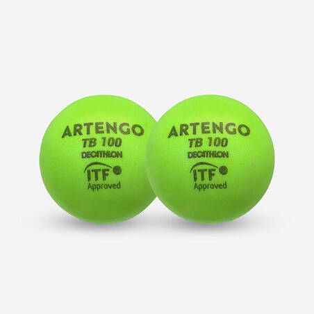 9cm Foam Tennis Ball TB100 Twin-Pack - Green