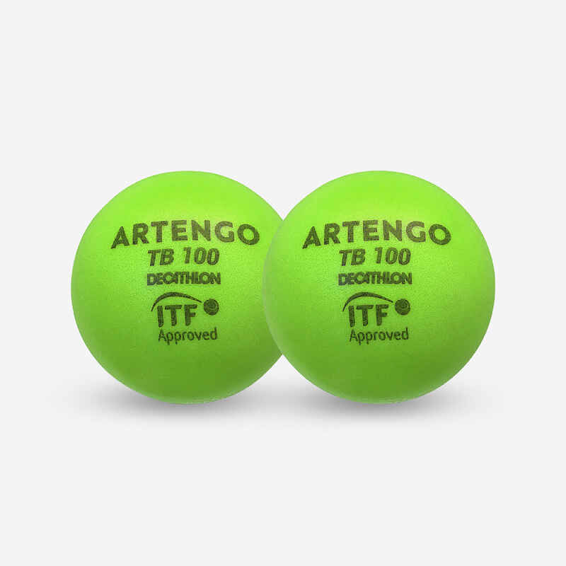 Tennisball TB100 Schaumstoff 2er-Pack, 9 cm grün Tennisball TB100 Schaumstoff 2er-Pack, 9 cm grün