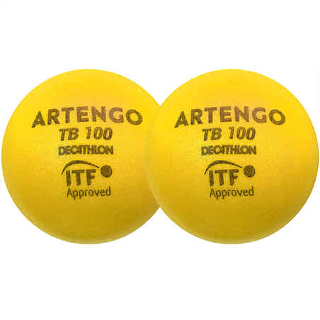 9cm Foam Tennis Ball TB100 Twin-Pack - Yellow