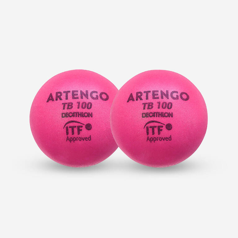 7cm Foam Tennis Ball TB100 Twin-Pack - Pink