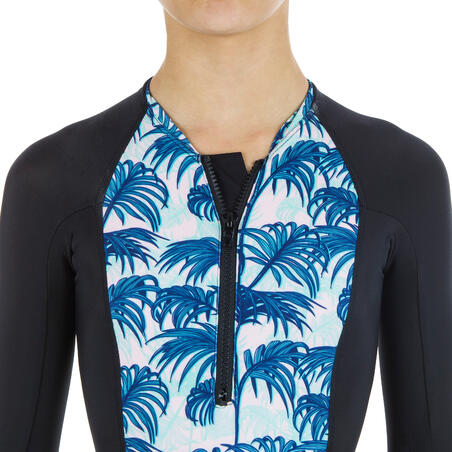 Maillot de surf une pièce noir manches longues SPF 50