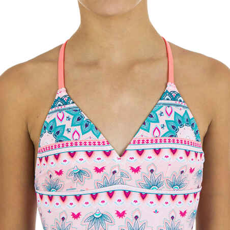 GIRL’S One-piece swimsuit HIMAE 500 - Pink PAGI