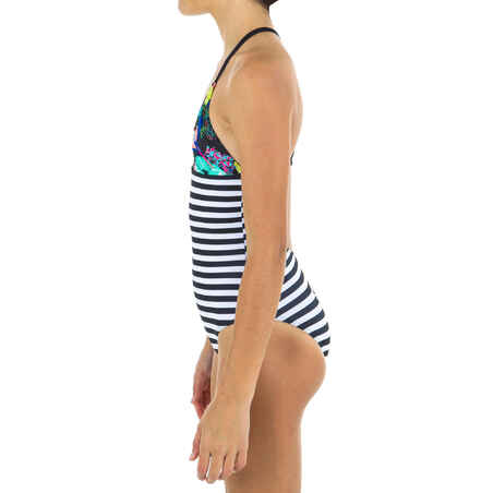 GIRL’S One-piece swimsuit HIMAE 500 - Black TROPICOOL